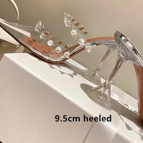 Load image into Gallery viewer, Star style Rivet Transparent PVC Cup Heeled Women Sandals
