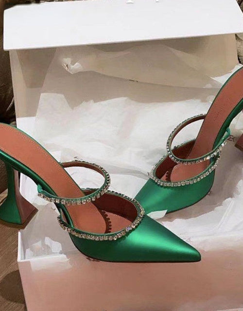 Load image into Gallery viewer, Rhinestones satin Women Pumps Slippers Elegant Pointed toe High heels
