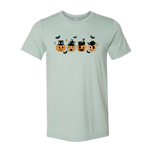 Load image into Gallery viewer, Black Cat Pumpkin Halloween Spooky Shirt
