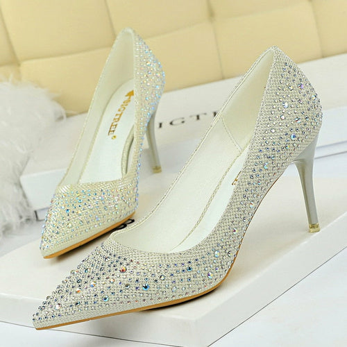 Load image into Gallery viewer, Rhinestone Woman Pumps  Wedding Shoes
