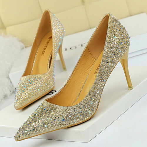 Load image into Gallery viewer, Rhinestone Woman Pumps  Wedding Shoes
