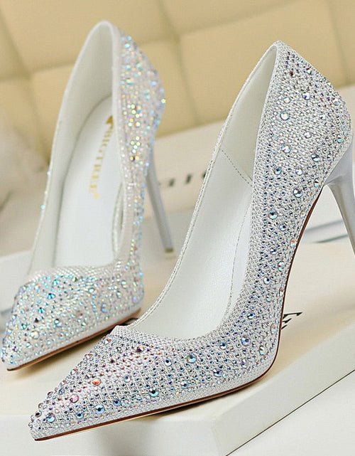 Load image into Gallery viewer, Rhinestone Woman Pumps  Wedding Shoes
