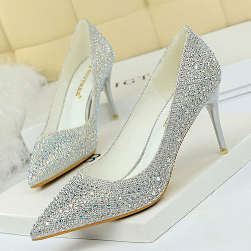 Load image into Gallery viewer, Rhinestone Woman Pumps  Wedding Shoes
