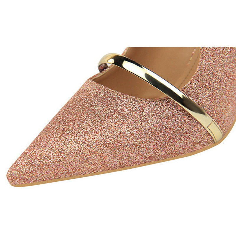 Shoes Sexy Women Heels  Sequin Cloth Woman Pumps