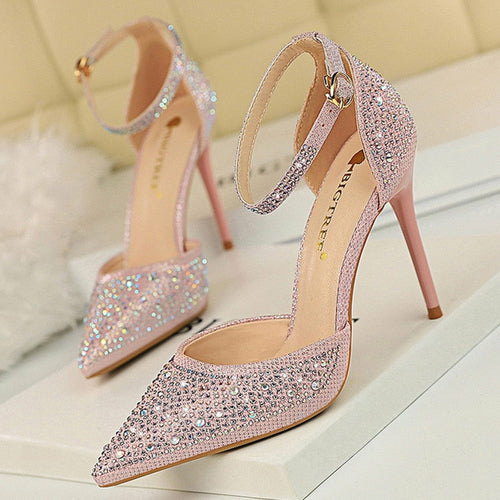 Load image into Gallery viewer, Shiny Rhinestones High Heels Ladies Shoes Women Pumps Stiletto Sandals
