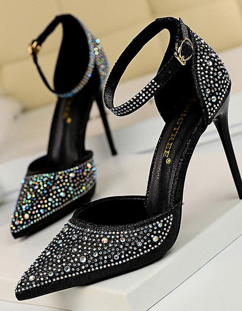 Load image into Gallery viewer, Shiny Rhinestones High Heels Ladies Shoes Women Pumps Stiletto Sandals
