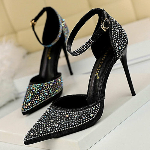 Load image into Gallery viewer, Shiny Rhinestones High Heels Ladies Shoes Women Pumps Stiletto Sandals
