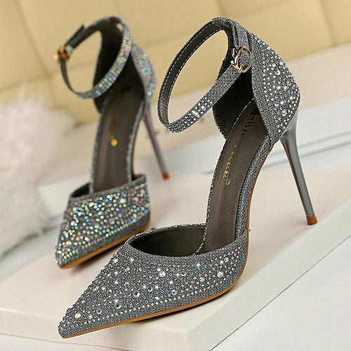 Load image into Gallery viewer, Shiny Rhinestones High Heels Ladies Shoes Women Pumps Stiletto Sandals
