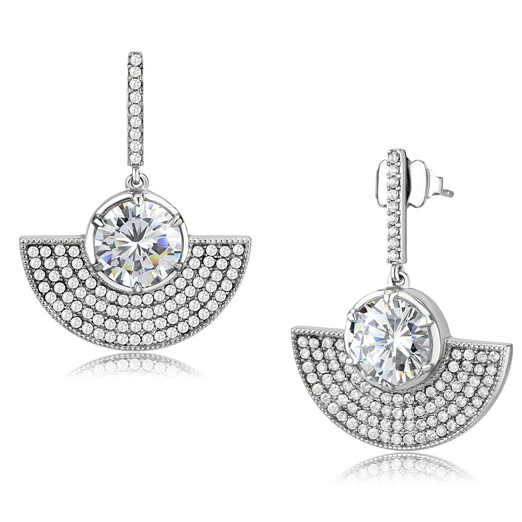 Women Stainless Steel Cubic Zirconia Earrings