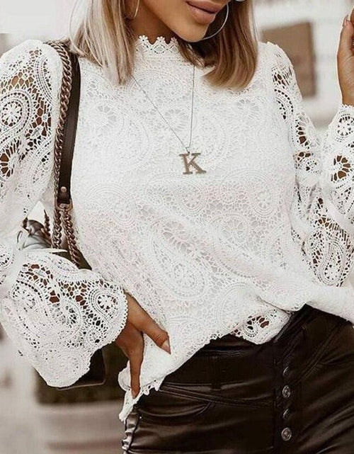 Load image into Gallery viewer, Elegant Embroidery Hollow Out Lace Blouse Shirt
