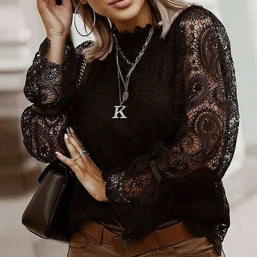 Load image into Gallery viewer, Elegant Embroidery Hollow Out Lace Blouse Shirt
