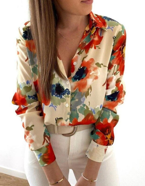 Load image into Gallery viewer, Long Sleeve Lapel Button Blouse Shirt
