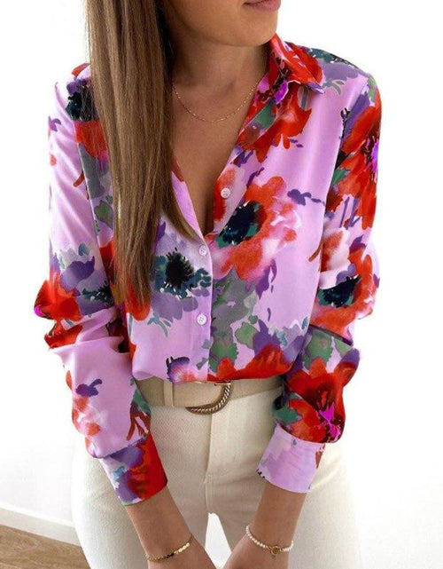 Load image into Gallery viewer, Long Sleeve Lapel Button Blouse Shirt
