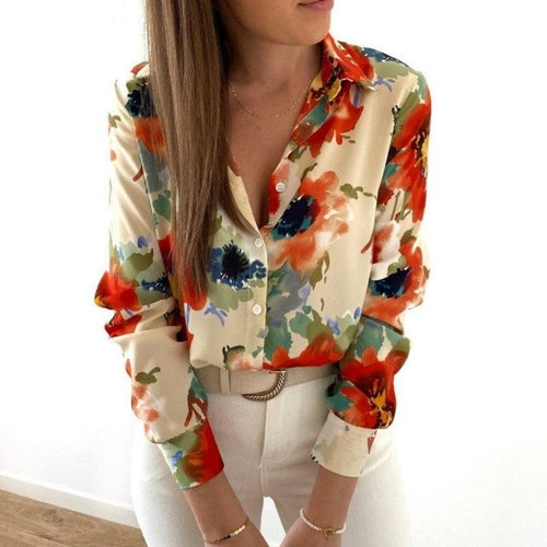 Load image into Gallery viewer, Long Sleeve Lapel Button Blouse Shirt
