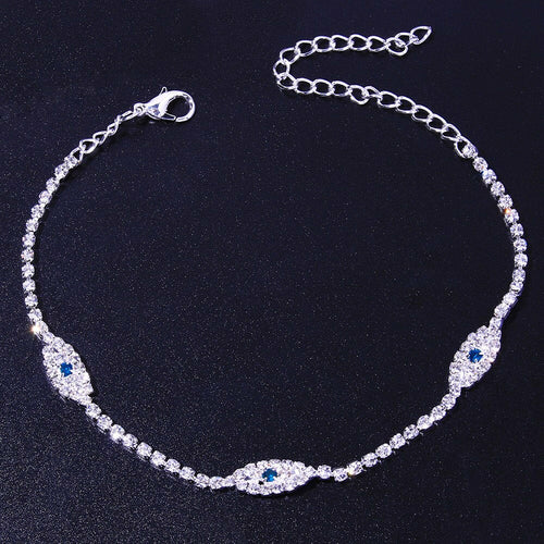 Vintage Bule Evil Eye Anklet Bracelet Beach Women Crystal Anklet