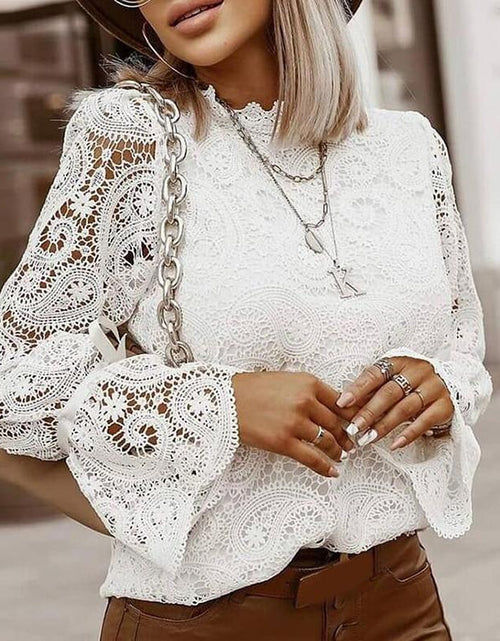 Load image into Gallery viewer, Elegant Embroidery Hollow Out Lace Blouse Shirt
