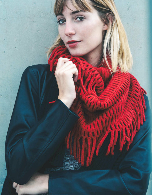 Load image into Gallery viewer, Fuzzy Chenille Tassel Infinity Scarf
