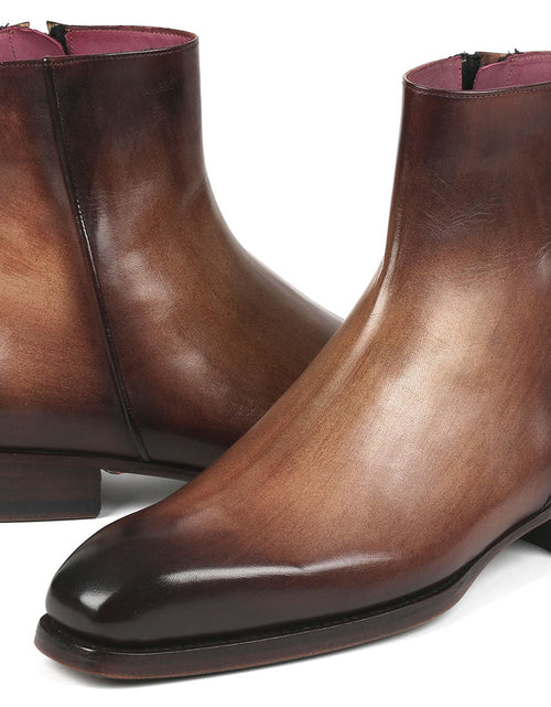 Load image into Gallery viewer, Paul Parkman Brown Burnished Side Zipper Boots Goodyear Welted
