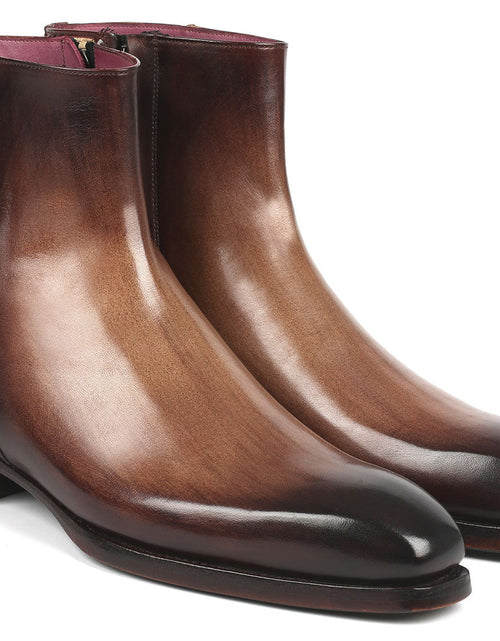 Load image into Gallery viewer, Paul Parkman Brown Burnished Side Zipper Boots Goodyear Welted
