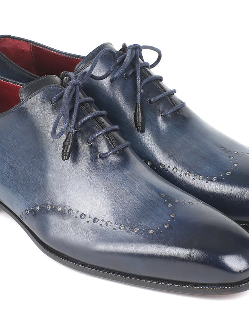 Load image into Gallery viewer, Paul Parkman Men&#39;s Navy Burnished Wingtip Oxfords (ID#84NT56)
