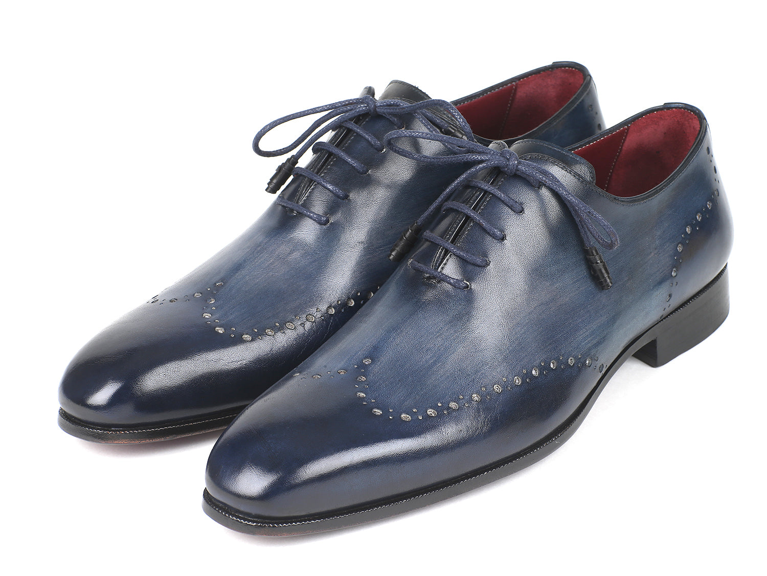 Paul Parkman Men's Navy Burnished Wingtip Oxfords (ID#84NT56)