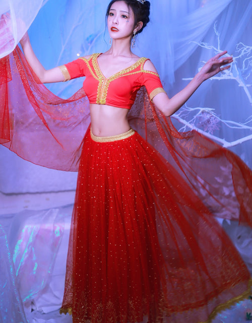 Load image into Gallery viewer, Elsa Princess Costume Belly Dance Outfit Party Cosplay Red
