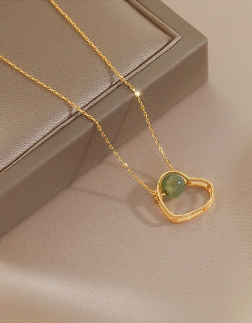 Load image into Gallery viewer, Golden heart theme jade necklace
