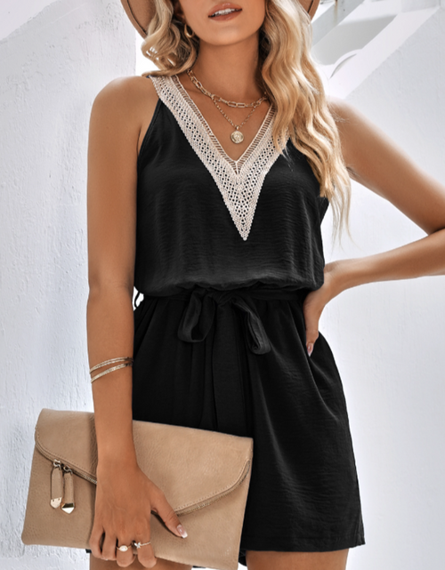 Load image into Gallery viewer, Womens Sleeveless V Neck Romper
