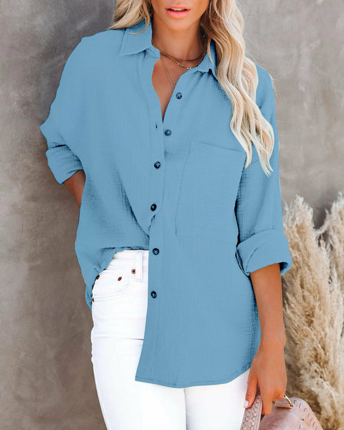 Long Sleeve Casual Linen Cotton Women Blouse