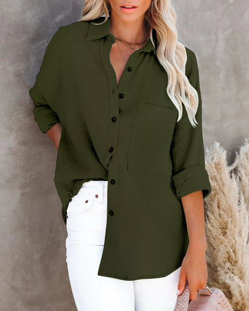 Long Sleeve Casual Linen Cotton Women Blouse