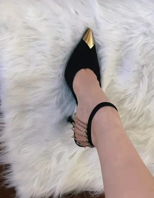 Load image into Gallery viewer, Metal Chains Women Pumps Elegant Pointed toe Ankle Strap High heels
