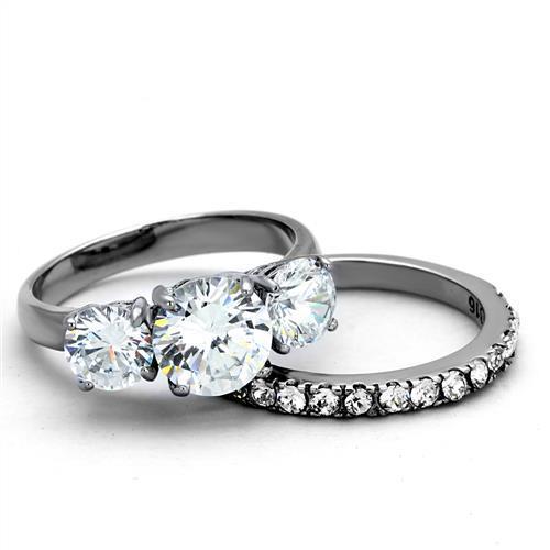 Women Stainless Steel Cubic Zirconia Rings TK2177