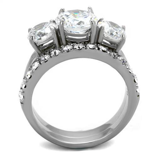 Women Stainless Steel Cubic Zirconia Rings TK2177