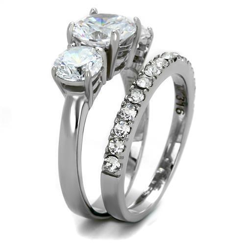 Women Stainless Steel Cubic Zirconia Rings TK2177