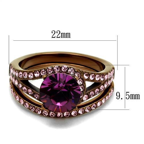 Load image into Gallery viewer, TK2745 - IP Coffee light Stainless Steel Ring with Top Grade Crystal
