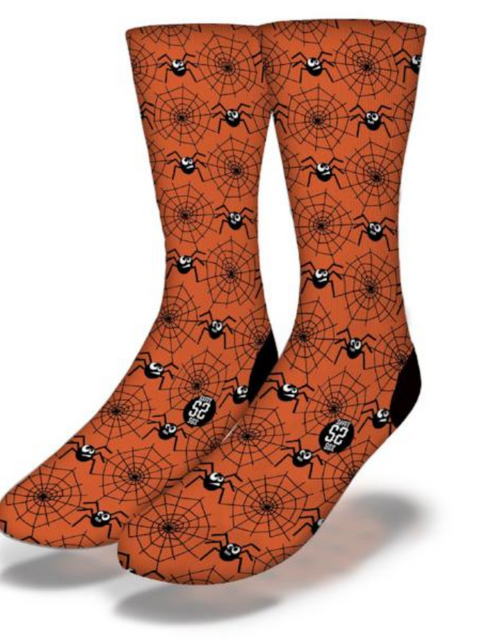 Load image into Gallery viewer, Spooky Spiders &amp; Webs Fun Halloween Socks
