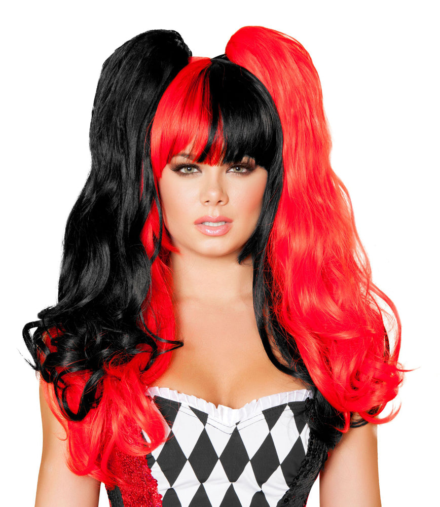 Black and Red Jester Hottie Wig Costume Accessory