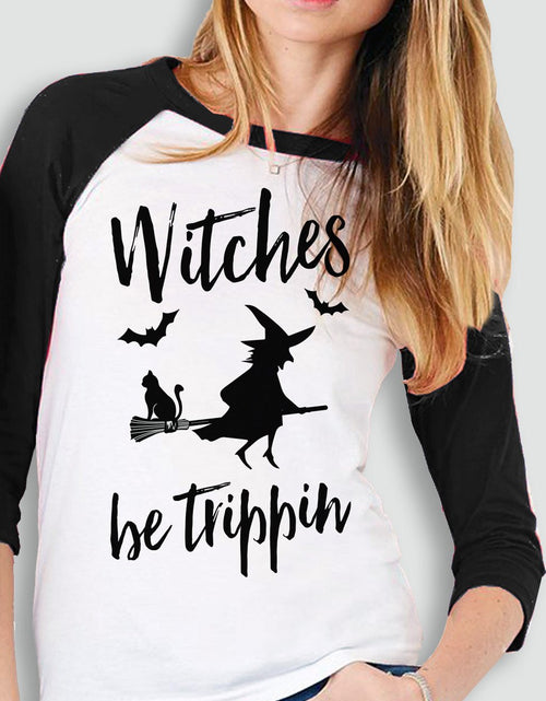 Load image into Gallery viewer, Witches Be Trippin Halloween Baseball Tee
