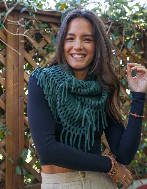 Load image into Gallery viewer, Fuzzy Chenille Tassel Infinity Scarf
