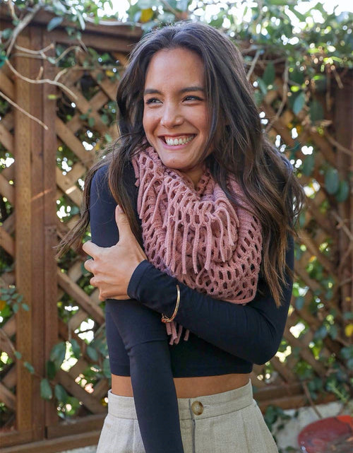 Load image into Gallery viewer, Fuzzy Chenille Tassel Infinity Scarf
