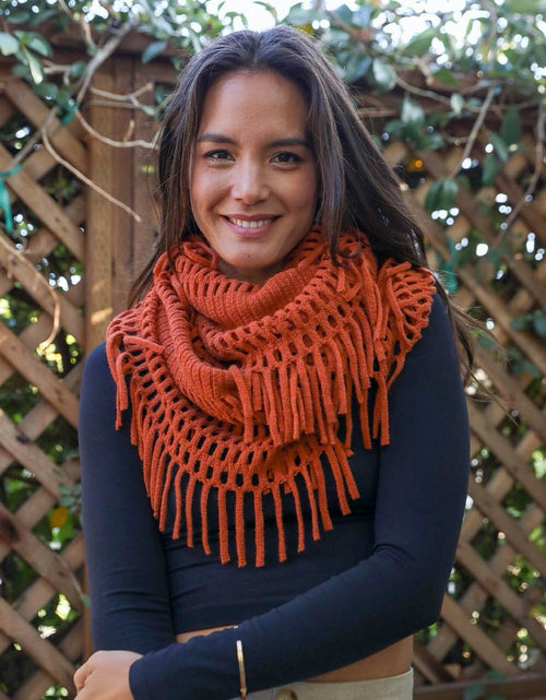 Load image into Gallery viewer, Fuzzy Chenille Tassel Infinity Scarf
