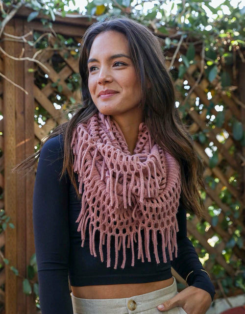 Load image into Gallery viewer, Fuzzy Chenille Tassel Infinity Scarf
