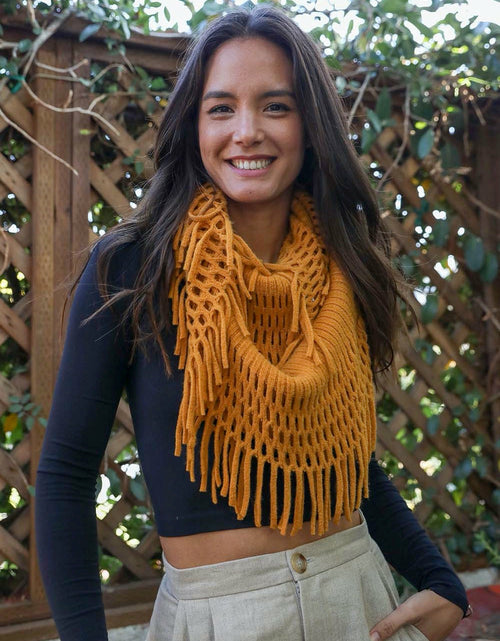 Load image into Gallery viewer, Fuzzy Chenille Tassel Infinity Scarf
