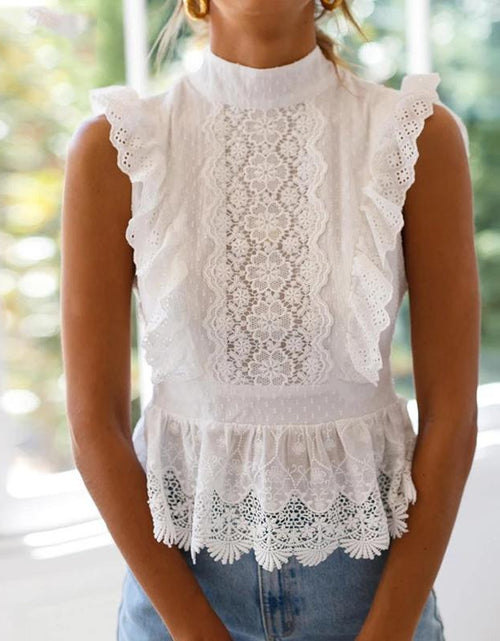 Load image into Gallery viewer, Elegant Lace Emboridery Sleeveless Blouse Shirt
