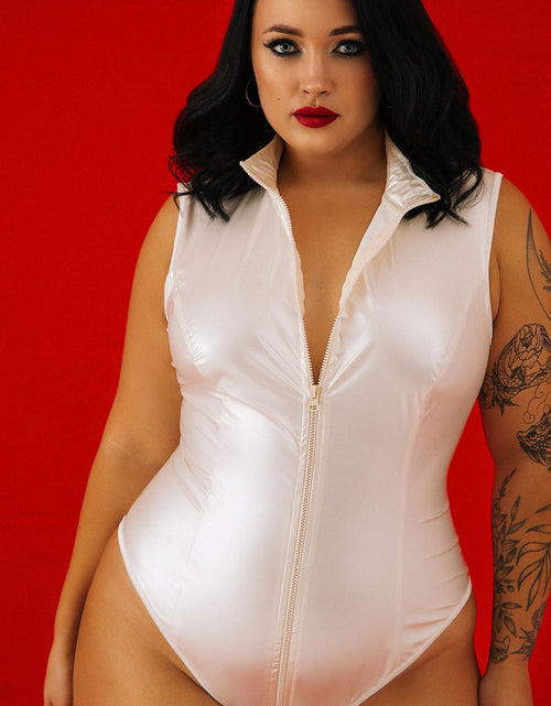 Load image into Gallery viewer, Latex Catsuit White White High Waist Latex Bodysuit for Rubber Women&#39;s
