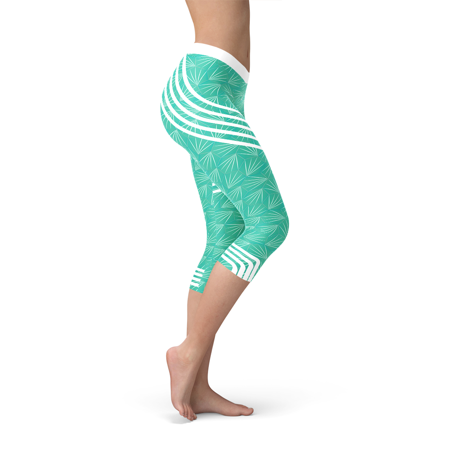 Turquoise Sports Capri Leggings