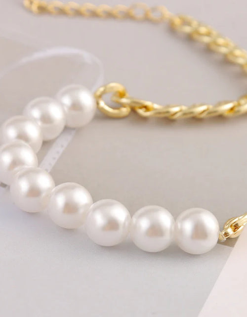 Load image into Gallery viewer, Womens Pearl Beaded Bracelet with Half Chain
