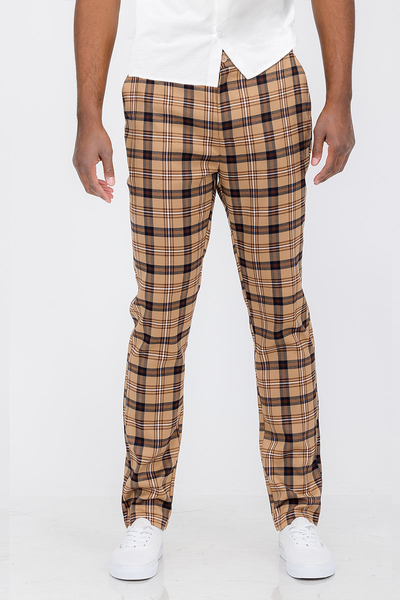 Plaid Slim Fit Trouser Pants