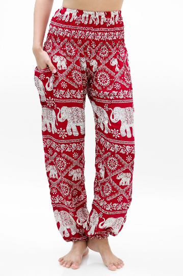 Load image into Gallery viewer, Burgundy ELEPHANT Pants Women Boho Pants Hippie Pants Yoga
