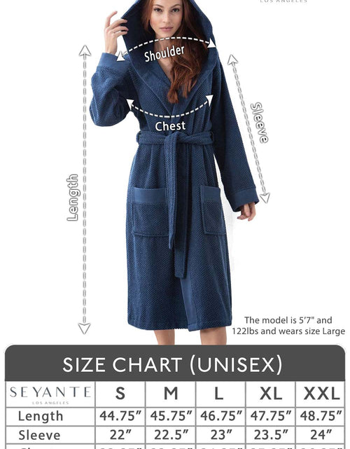 Load image into Gallery viewer, Women&#39;s Navy Blue Turkish Cotton Hooded Terry Bathrobe
